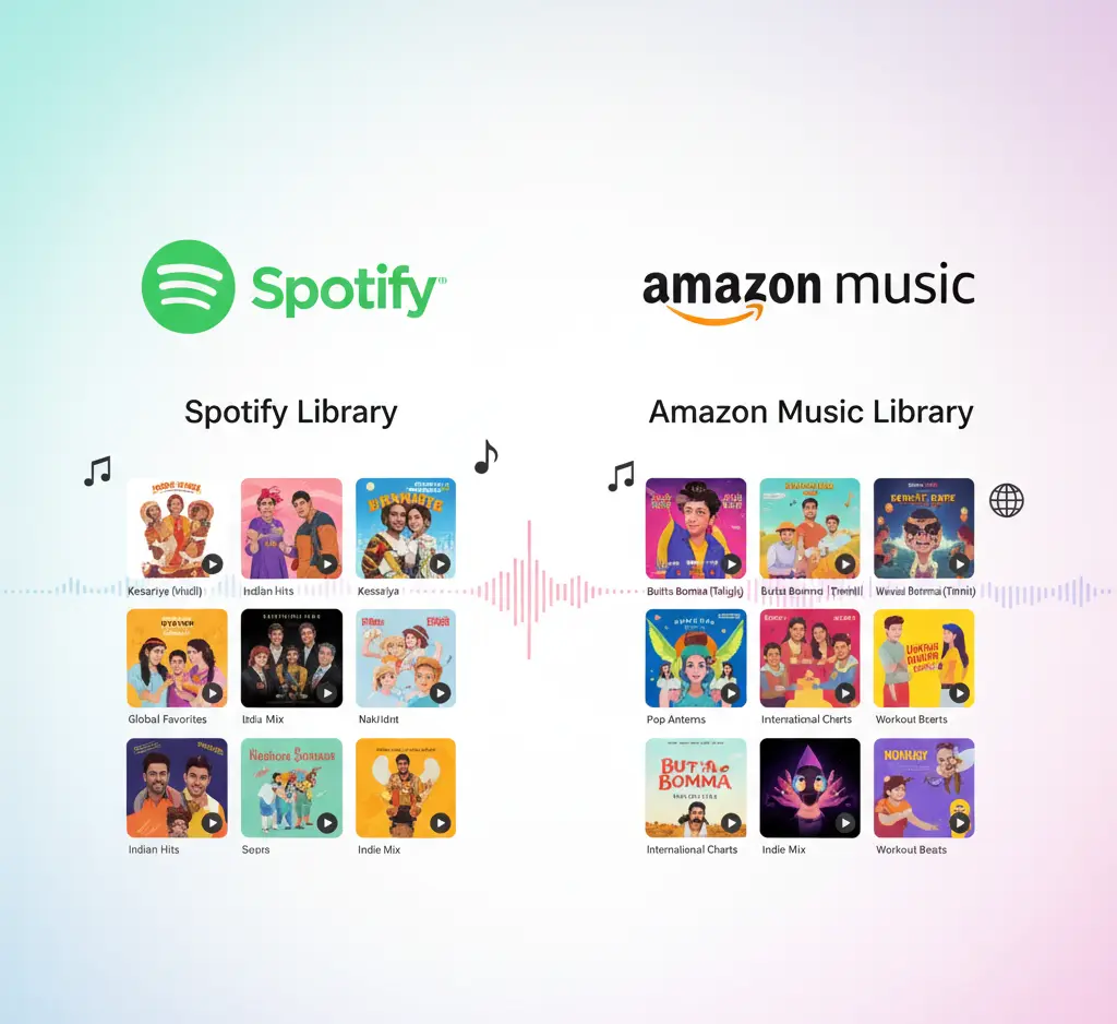 Amazon Music vs Spotify: Which One is Better in India 3 Spotify and Amazon Music library comparison with Indian and international songs