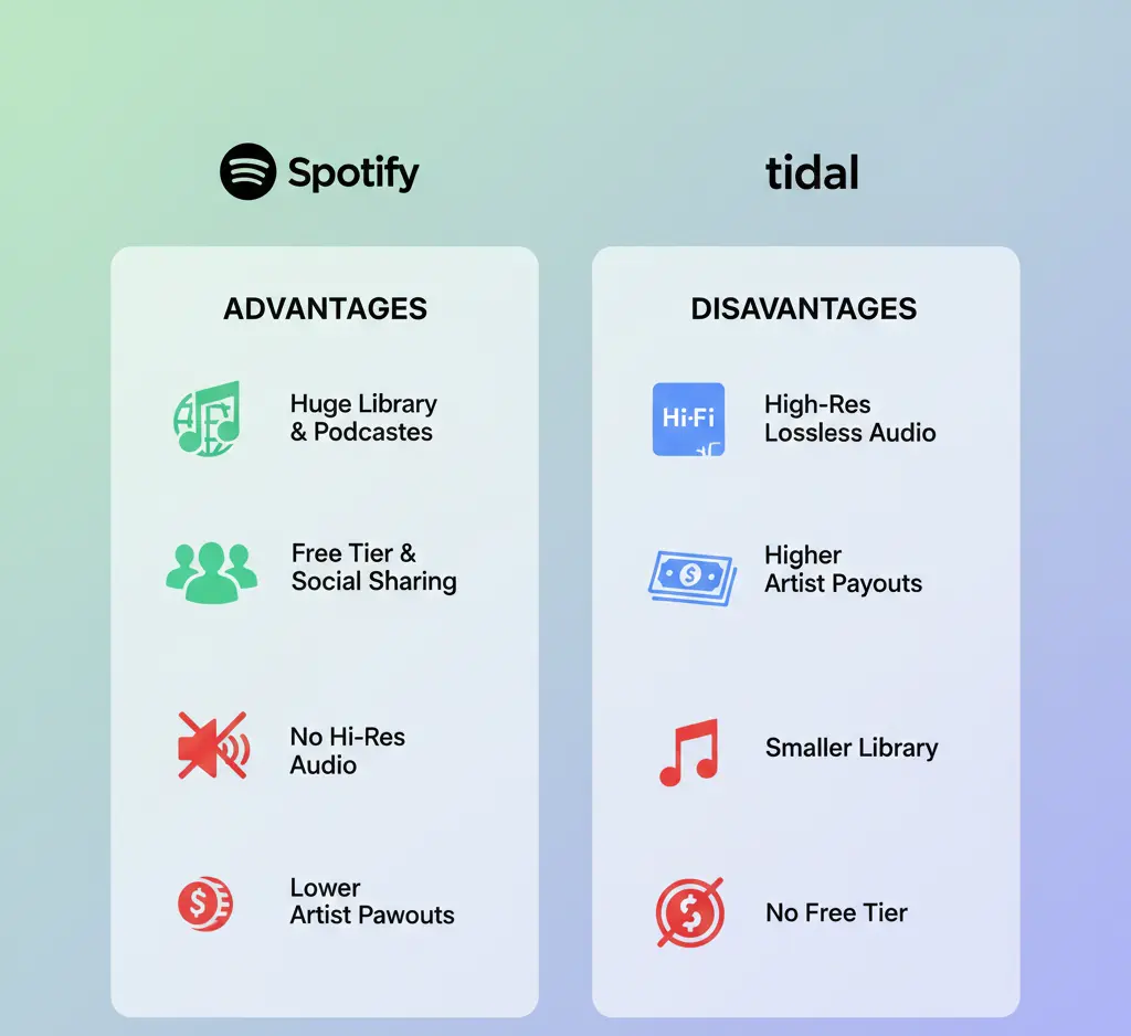 “Pros and cons of Spotify and Tidal music services”
