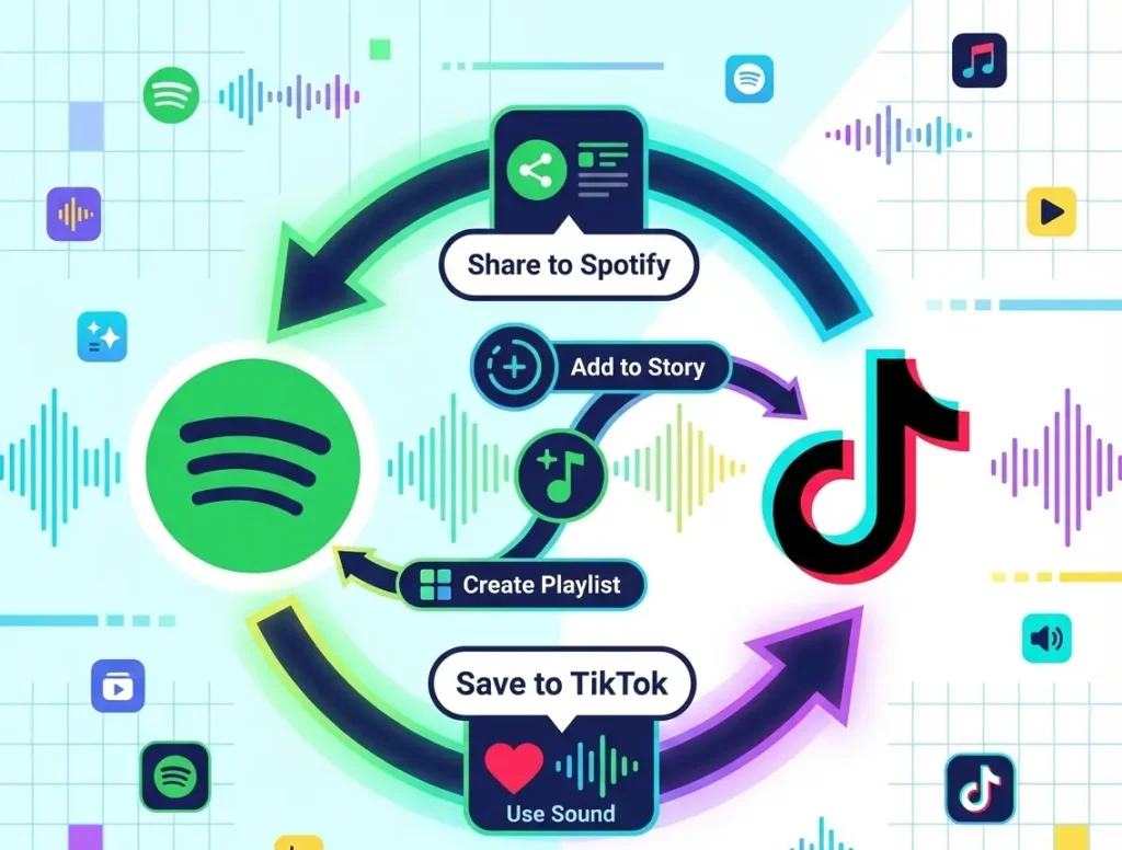 Spotify and TikTok partnership concept illustration