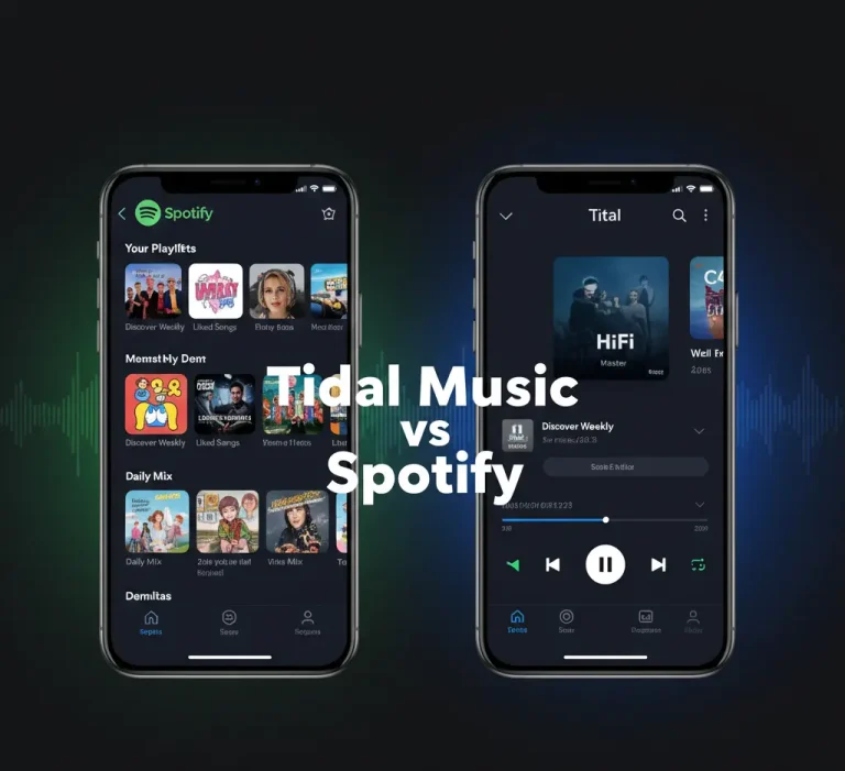 Tidal Music vs Spotify comparison showing app interface, audio quality and features – spotich.com