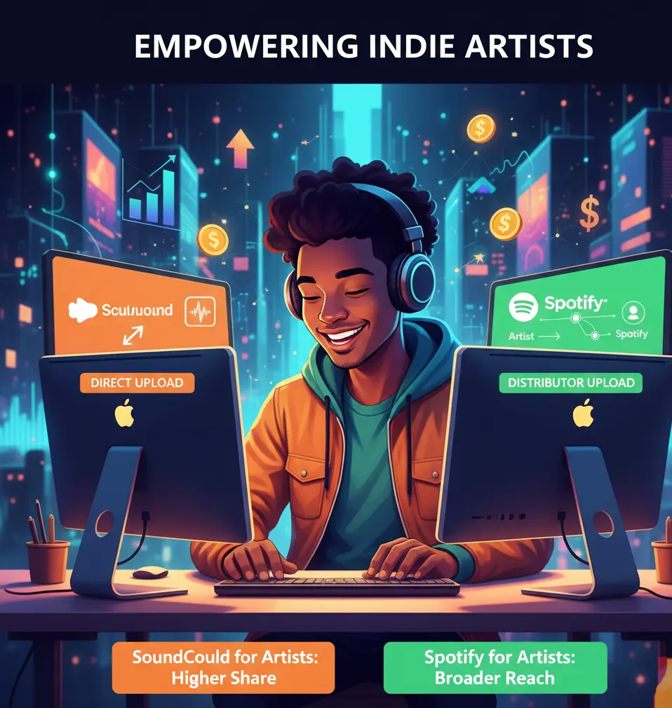 Comparison of artist tools and monetization on Spotify vs SoundCloud