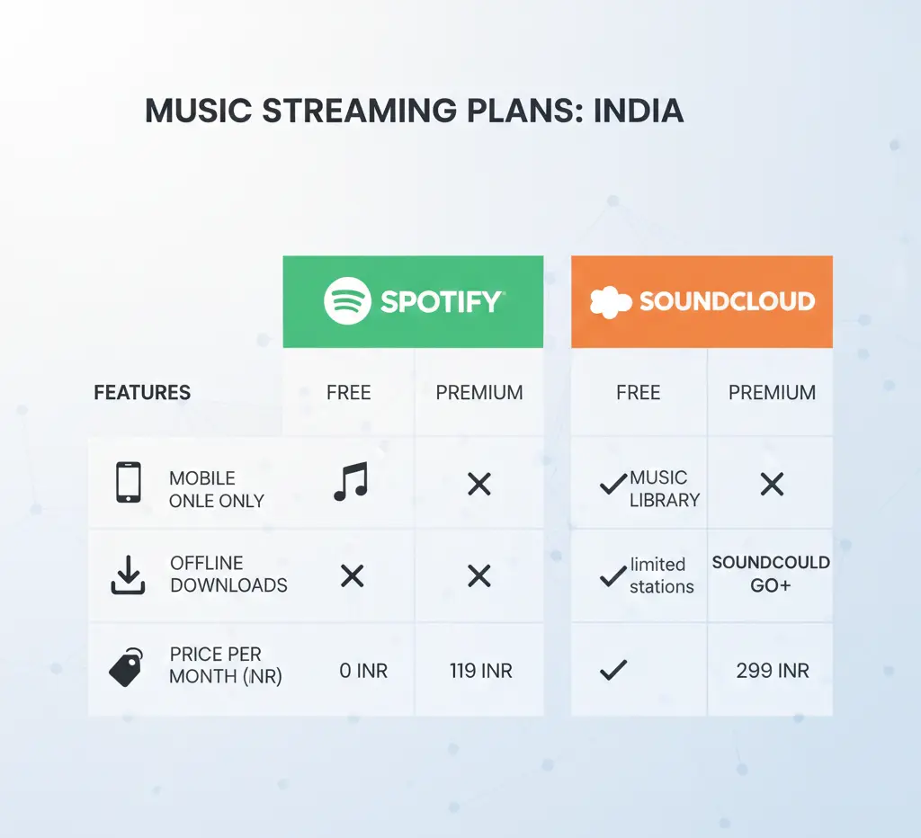 Spotify and SoundCloud subscription plans in India