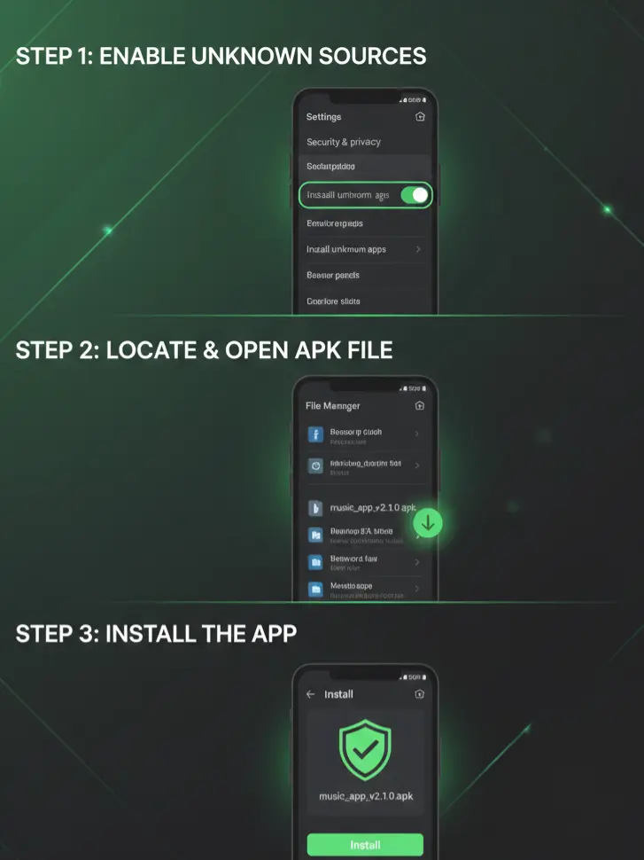 Steps to install Spotify MOD APK on Android with unknown sources enabled